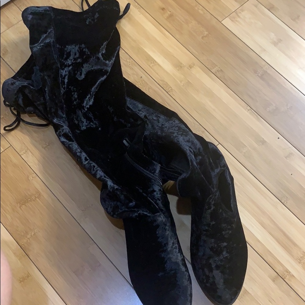 Over the knee velvet boots